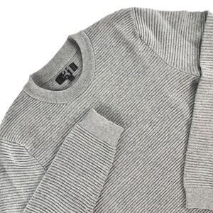 Le 31 Simons Crewneck Sweater Mens XS Grey Ribbed Knit Cotton Blend